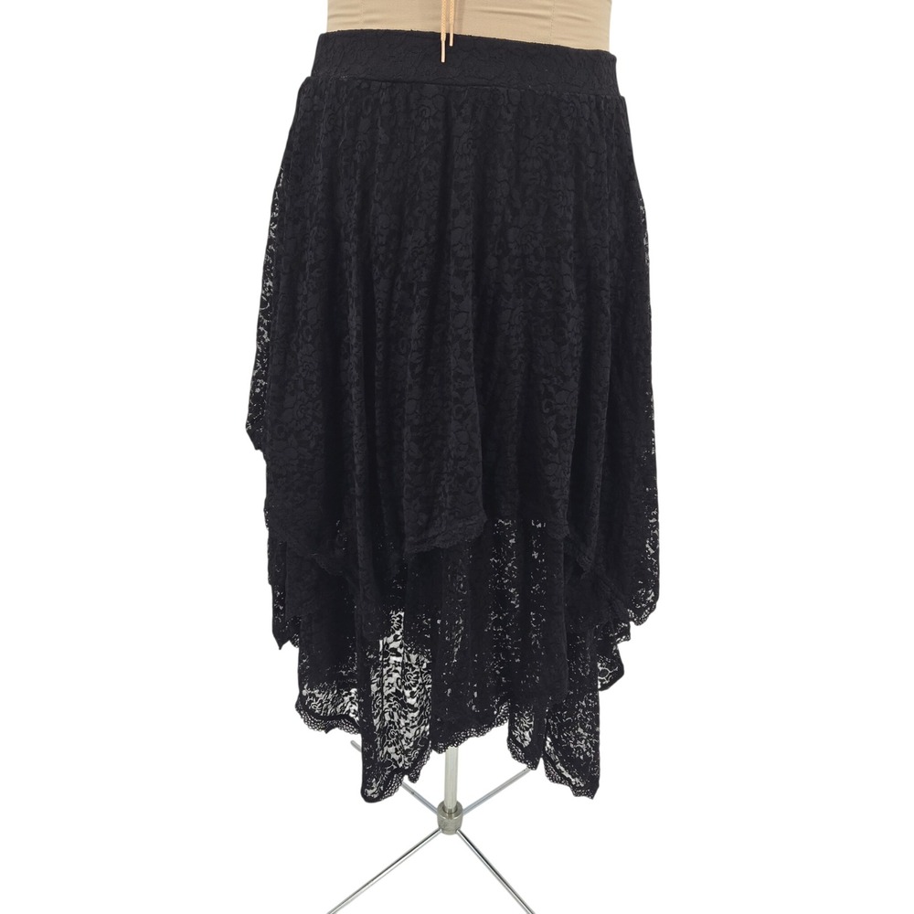 Cosmic Aura Skirt Women XL Black Lace Tiered Goth Romantic Witchy Whimsigoth